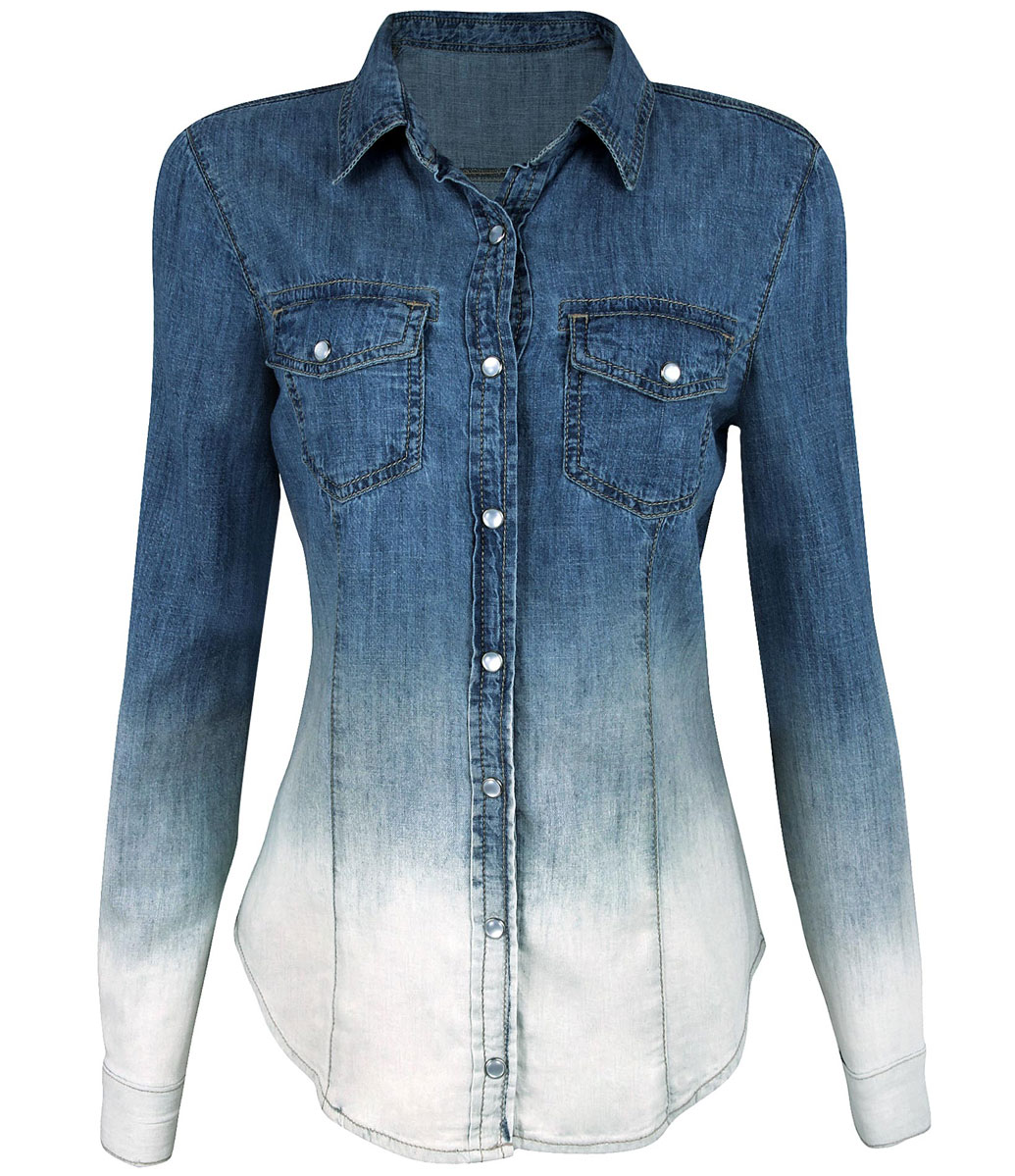 camisa jeans feminina degrade